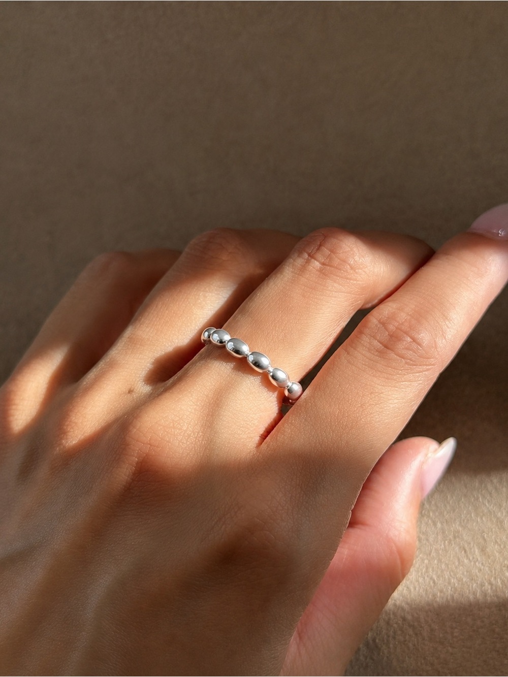 Polished Silver Bead Stack Ring - Women's Jewelry